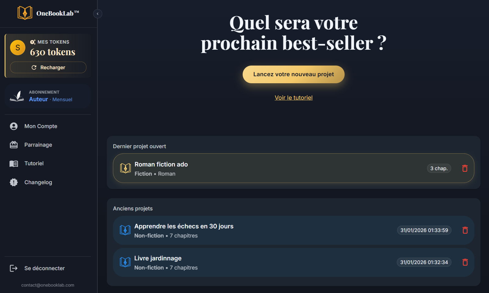Interface OneBookLab